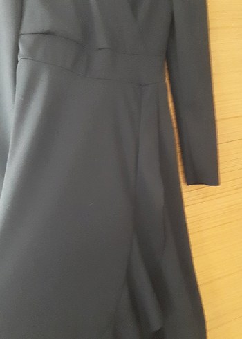 Uzun Kollu Siyah Drapeli Uzun Elbise - Görsel 2