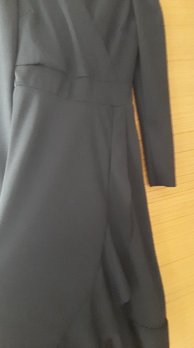 Uzun Kollu Siyah Drapeli Uzun Elbise - Görsel 2