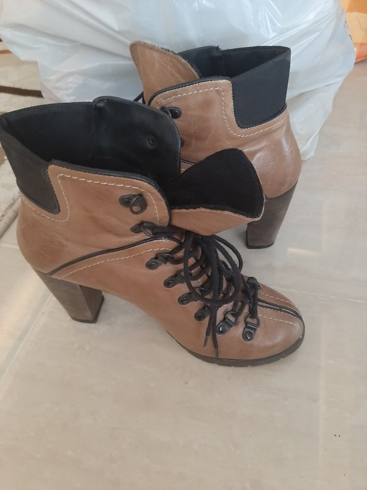 Kahverengi Deri Bohem Kadın Bot - Görsel 4