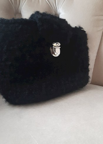 Siyah Örgü Yün Kadın Çanta - Görsel 3