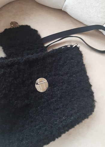 Siyah Örgü Yün Kadın Çanta - Görsel 2