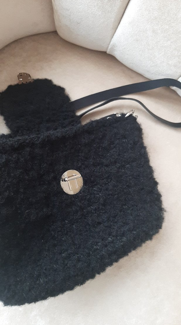 Siyah Örgü Yün Kadın Çanta - Görsel 2