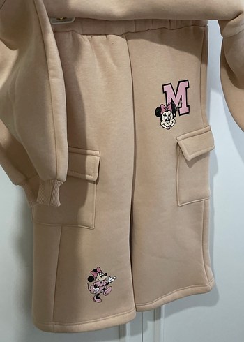 Bej Baskılı Uzun Kollu Örgü Kız Bebek Takımı - Görsel 2