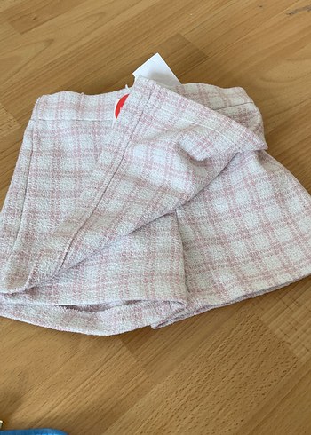 Pembe Ekose Örgü Mini Etek - Görsel 2