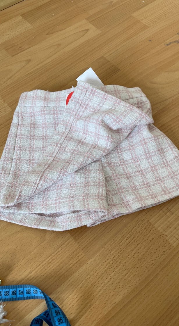 Pembe Ekose Örgü Mini Etek - Görsel 2