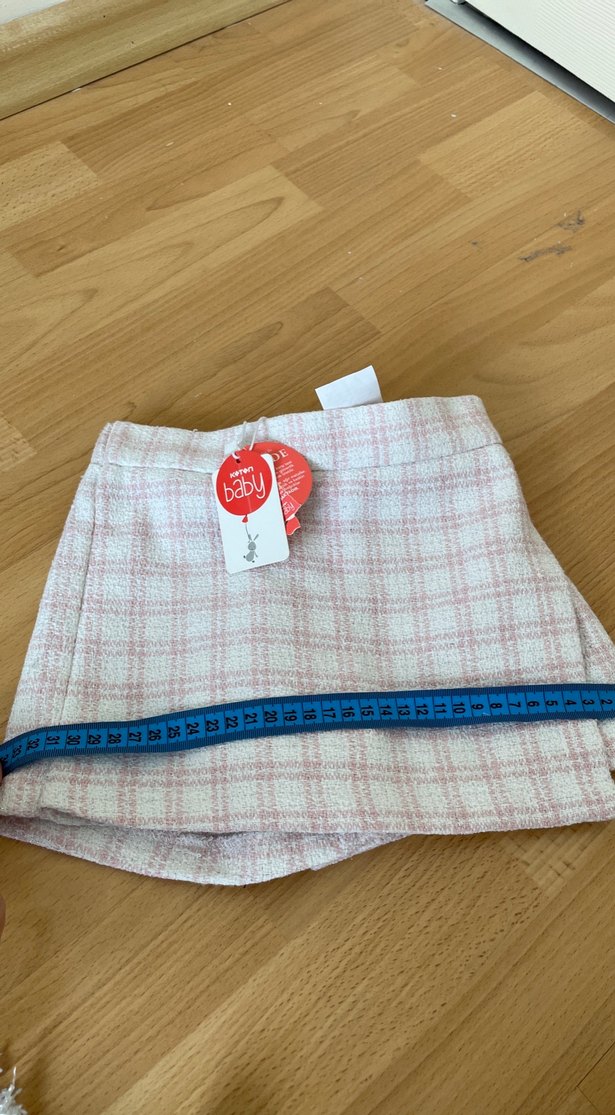 Pembe Ekose Örgü Mini Etek - Görsel 5