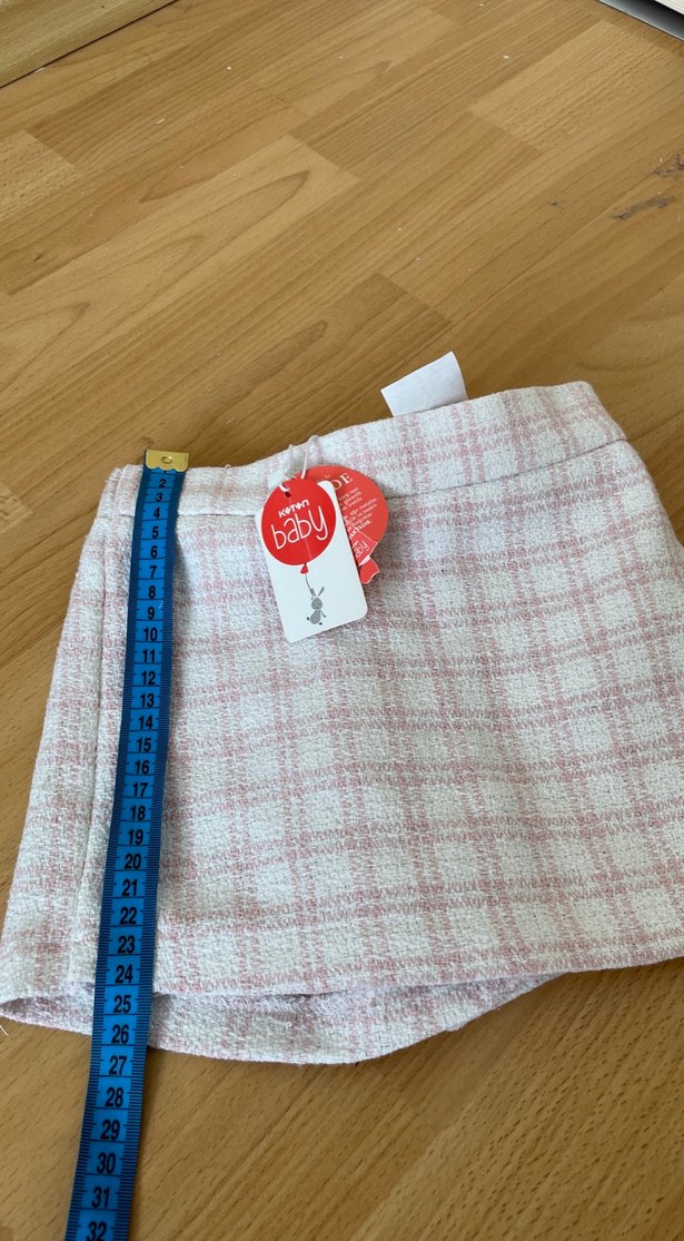 Pembe Ekose Örgü Mini Etek - Görsel 4