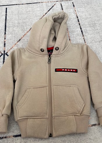 Bej Kapüşonlu Fermuarlı Erkek Çocuk Ceketi - Görsel 3