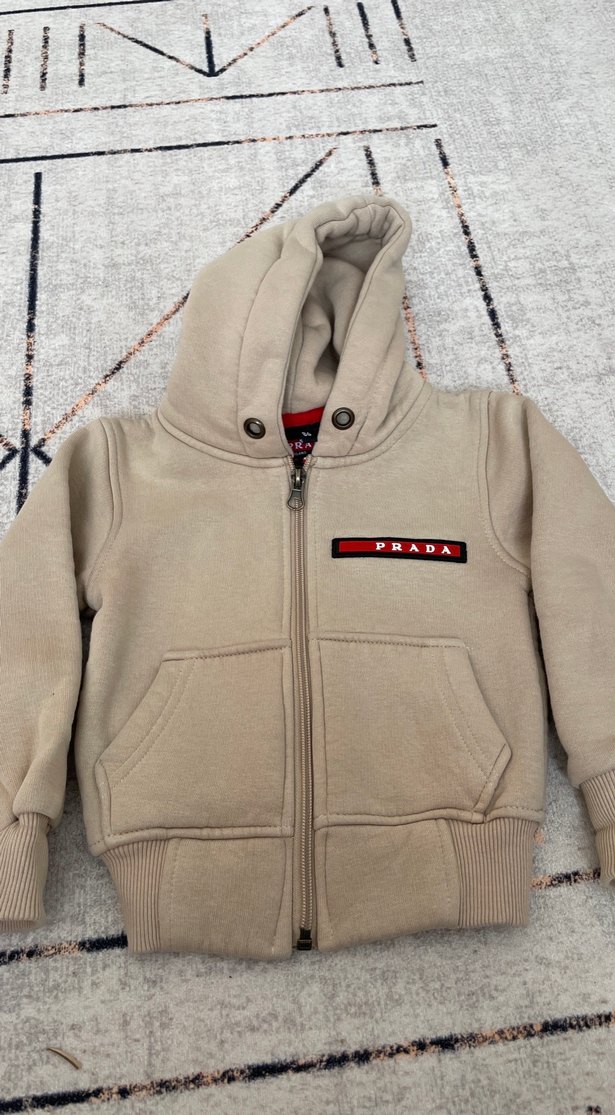 Bej Kapüşonlu Fermuarlı Erkek Çocuk Ceketi - Görsel 3