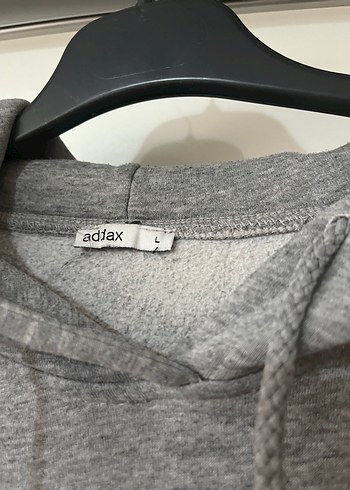 l Beden gri Renk Gri Kapüşonlu Spor Sweatshirt