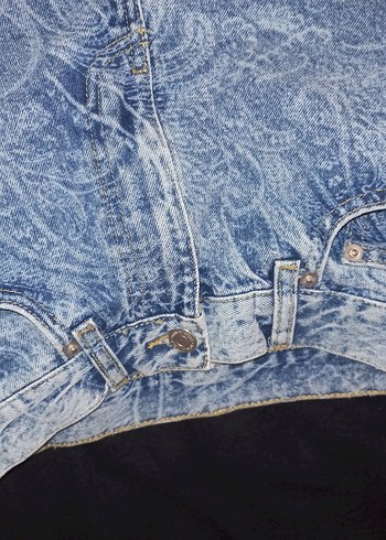 xs Beden Bohem Gri Batik Desenli Kadın Kot Şort