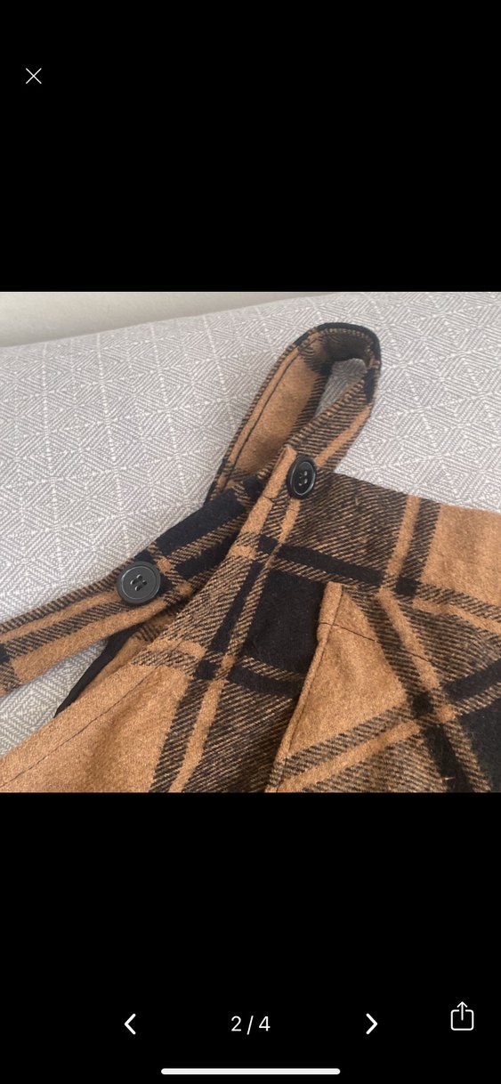 Kahverengi Kareli Askılı Mini Elbise - Görsel 2