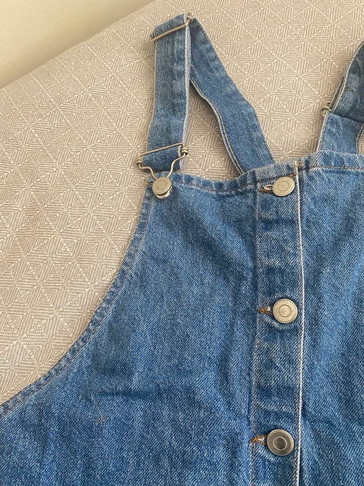 Düğmeli Kot Kadın Kısa Tulum - Görsel 2