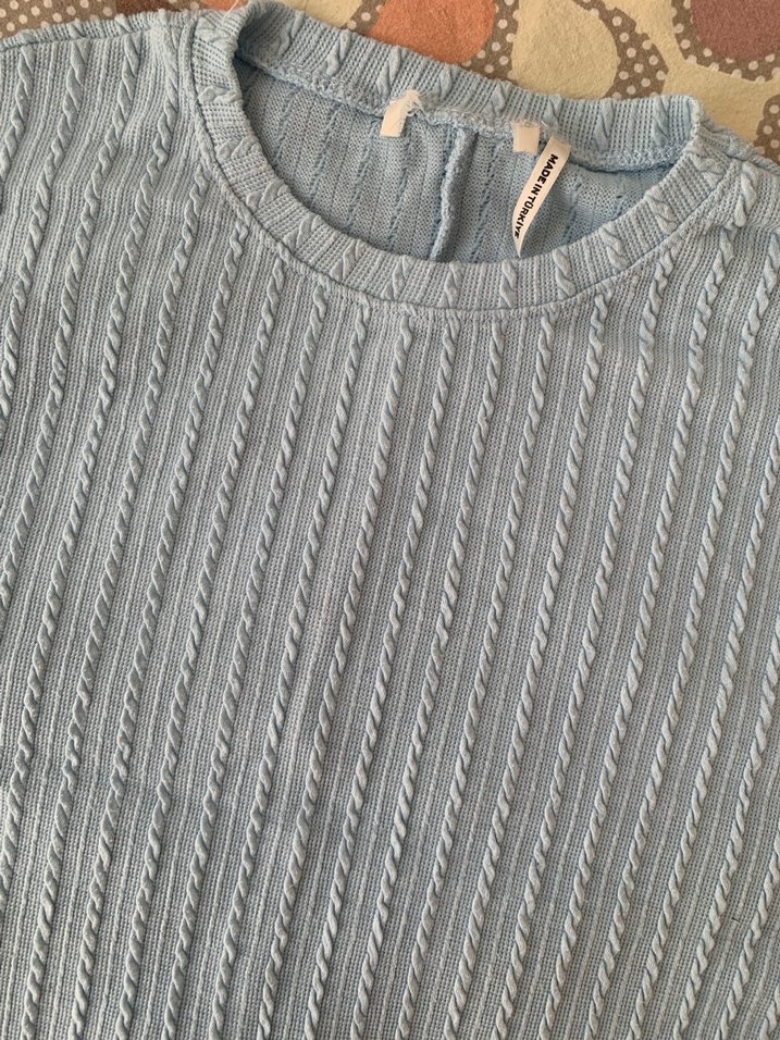 Gri Örgü Kadın Kısa Kollu Kazak - Görsel 2