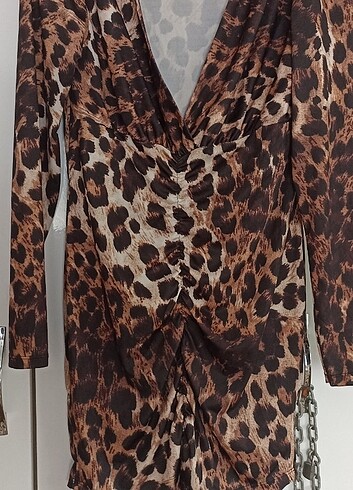 xl Beden Leopar kısa elbise 