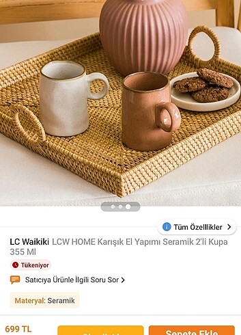 Lc Waikiki Home LC Waikiki LCW HOME El Yapımı Seramik 2'li Kupa