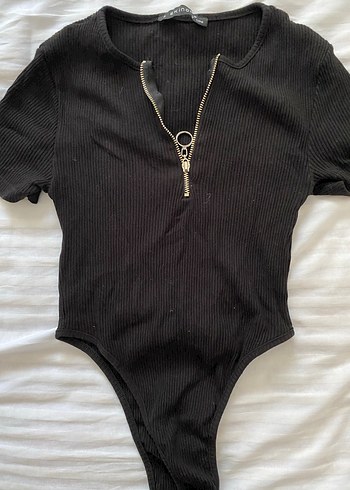 Fermuarlı Siyah Kadın Body