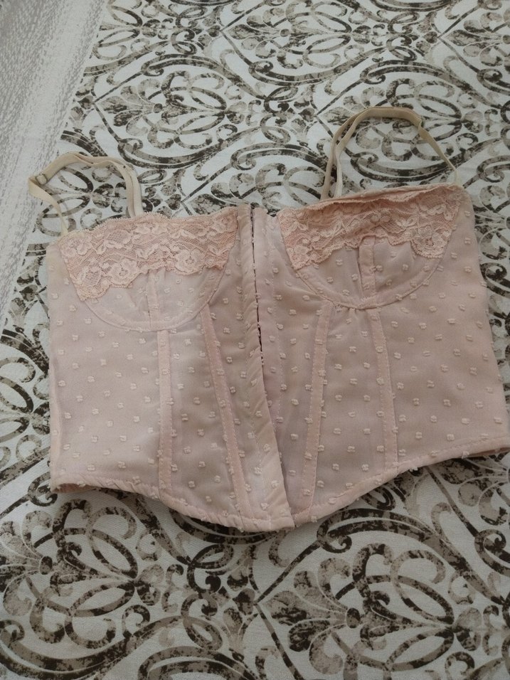 Dantel Detaylı Pembe Mini Büstiyer Korse - Görsel 2
