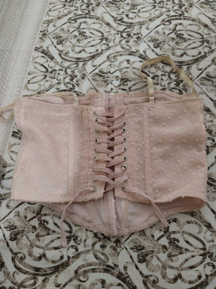 Dantel Detaylı Pembe Mini Büstiyer Korse - Görsel 3