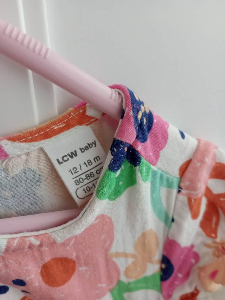 Renkli Çiçek Desenli Kız Çocuk Elbise - Görsel 3