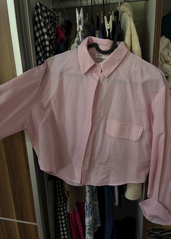 Pembe Çizgili Pamuklu Gömlek