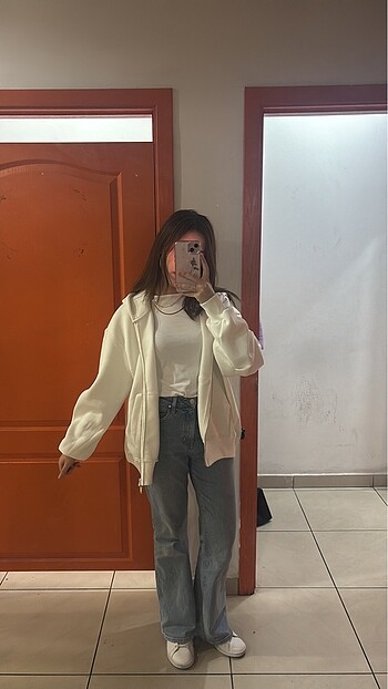 Beyaz Oversize hırka