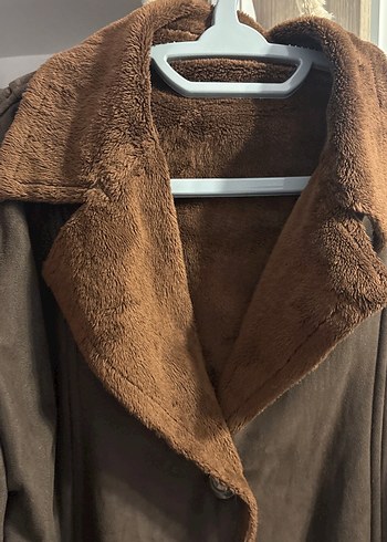 Vintage Kahverengi Süet Midi Kadın Kaban - Görsel 2