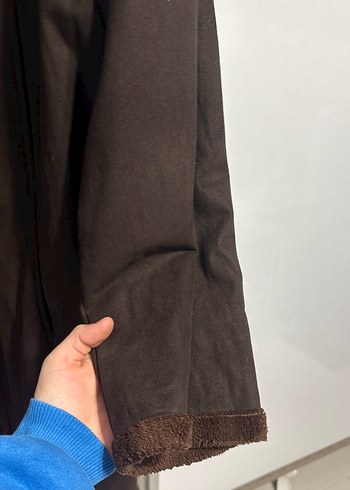 Vintage Kahverengi Süet Midi Kadın Kaban - Görsel 3