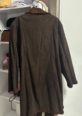 Vintage Kahverengi Süet Midi Kadın Kaban - Görsel 4