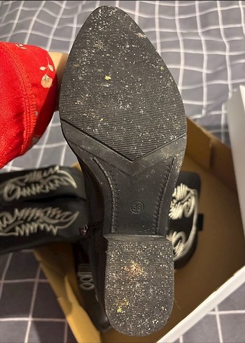 Nakışlı Siyah Deri Dizüstü Bot kovboy çizmesi - Görsel 3