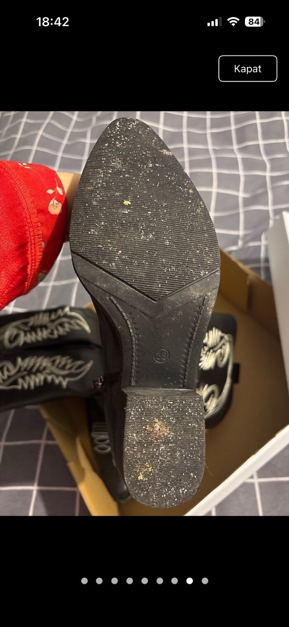 Nakışlı Siyah Deri Dizüstü Bot kovboy çizmesi - Görsel 3