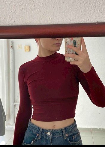 Kadın Kırmızı Uzun Kollu İnce Bluz - Görsel 3