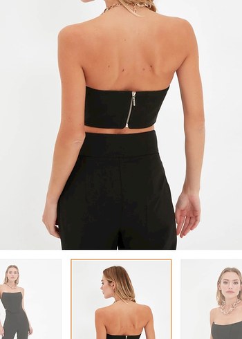 Siyah Straplez Midi Büstiyer - Görsel 2