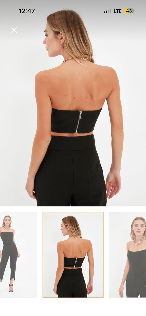 Siyah Straplez Midi Büstiyer - Görsel 2