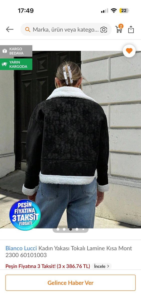 Bianco Lucci Kadın Siyah Kısa Mont - Görsel 3