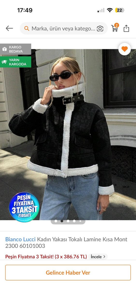 Bianco Lucci Kadın Siyah Kısa Mont - Görsel 2