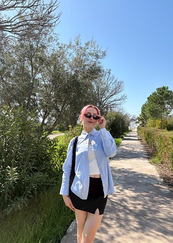 Mavi gömlek sade - Görsel 3