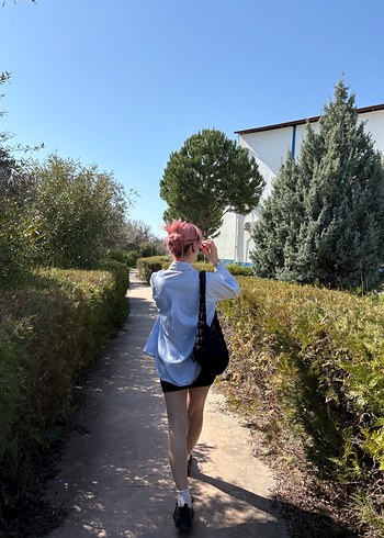 Mavi gömlek sade - Görsel 4