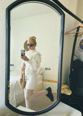 Beyaz Mini Denim Etek - Görsel 2