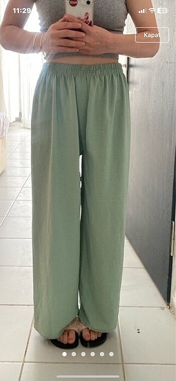 yeşil keten pantalon
