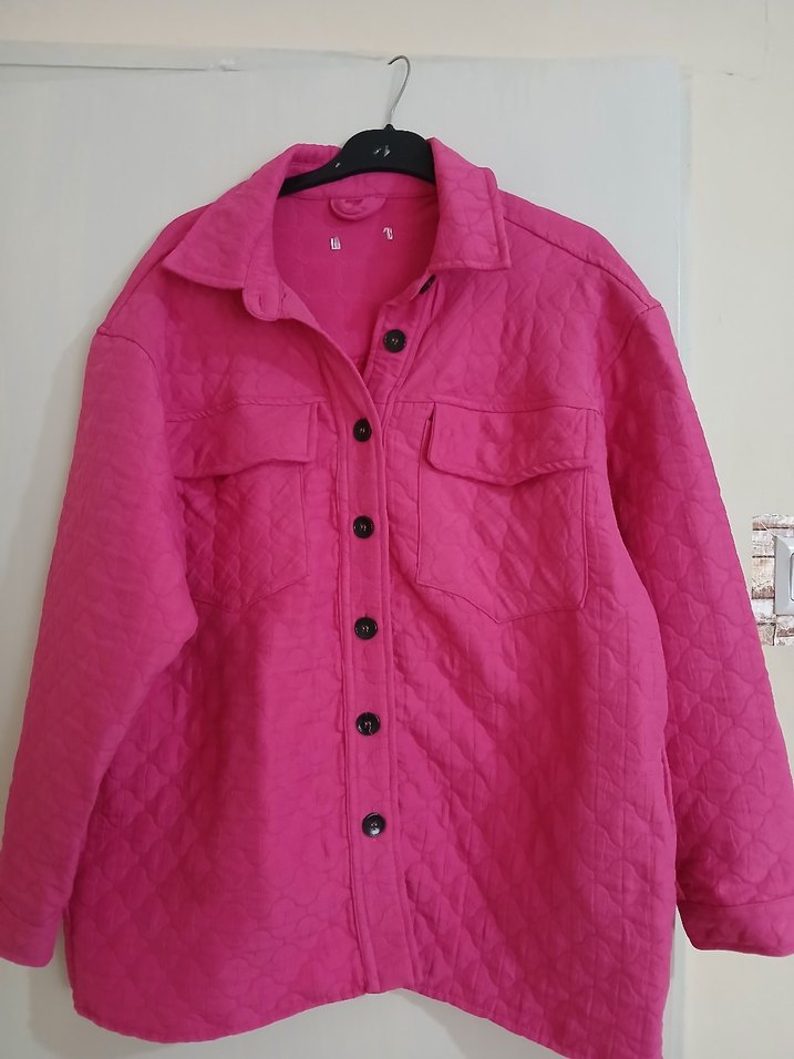 Düğmeli Pembe Kadın Ceket - Görsel 5