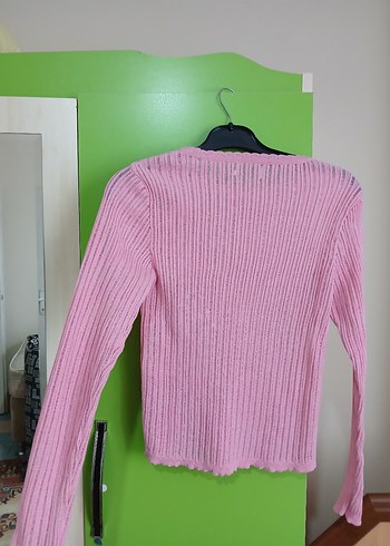 Pembe Kadın Triko Uzun Kollu Kazak - Görsel 3