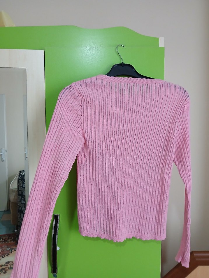 Pembe Kadın Triko Uzun Kollu Kazak - Görsel 3