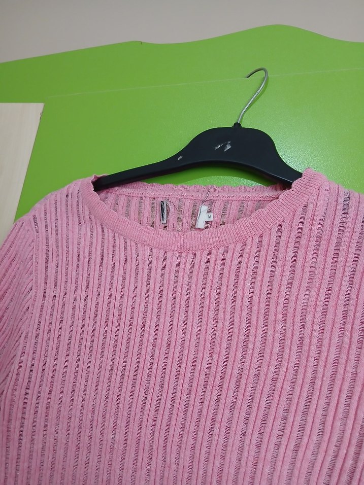 Pembe Kadın Triko Uzun Kollu Kazak - Görsel 2