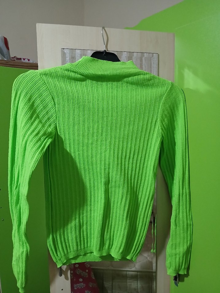 Yeşil Balıkçı Yaka Uzun Kollu Triko Kadın Kazak - Görsel 3