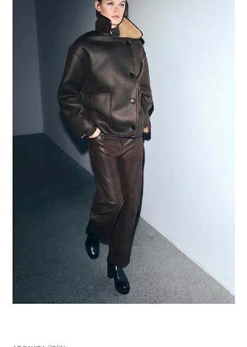 Kahverengi Kürklü Deri Kadın Ceket - Görsel 5