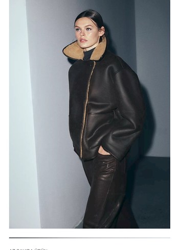 Kahverengi Kürklü Deri Kadın Ceket - Görsel 2