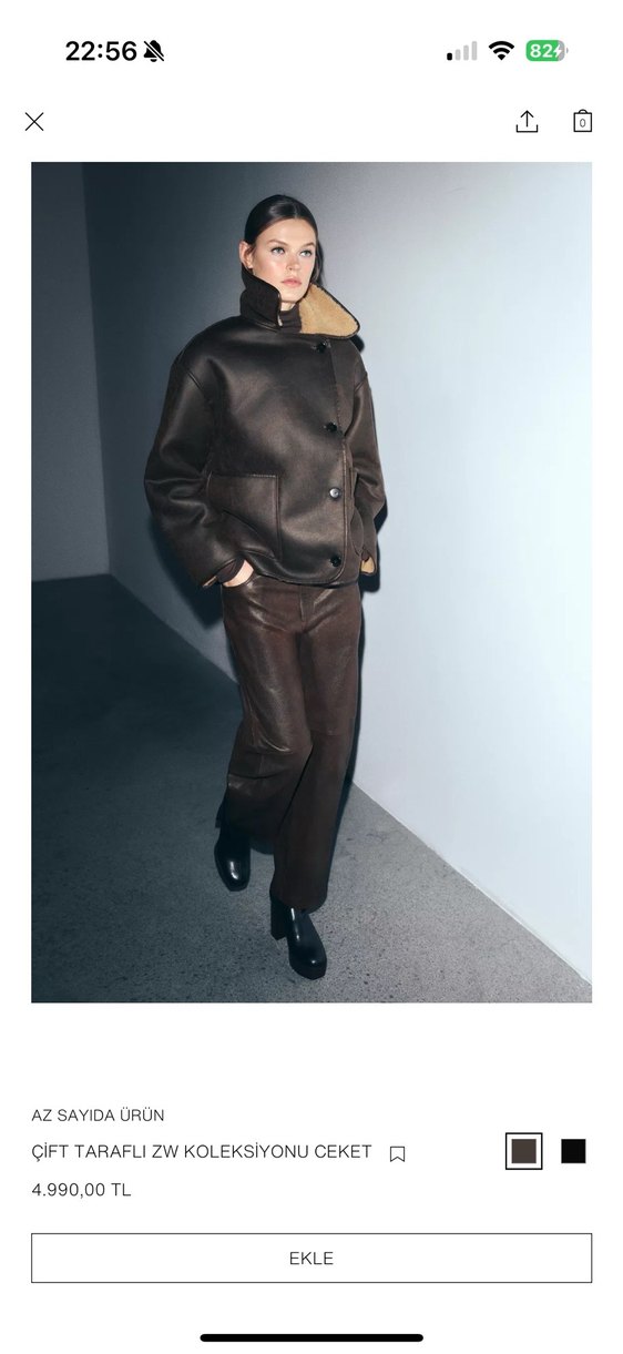 Kahverengi Kürklü Deri Kadın Ceket - Görsel 5