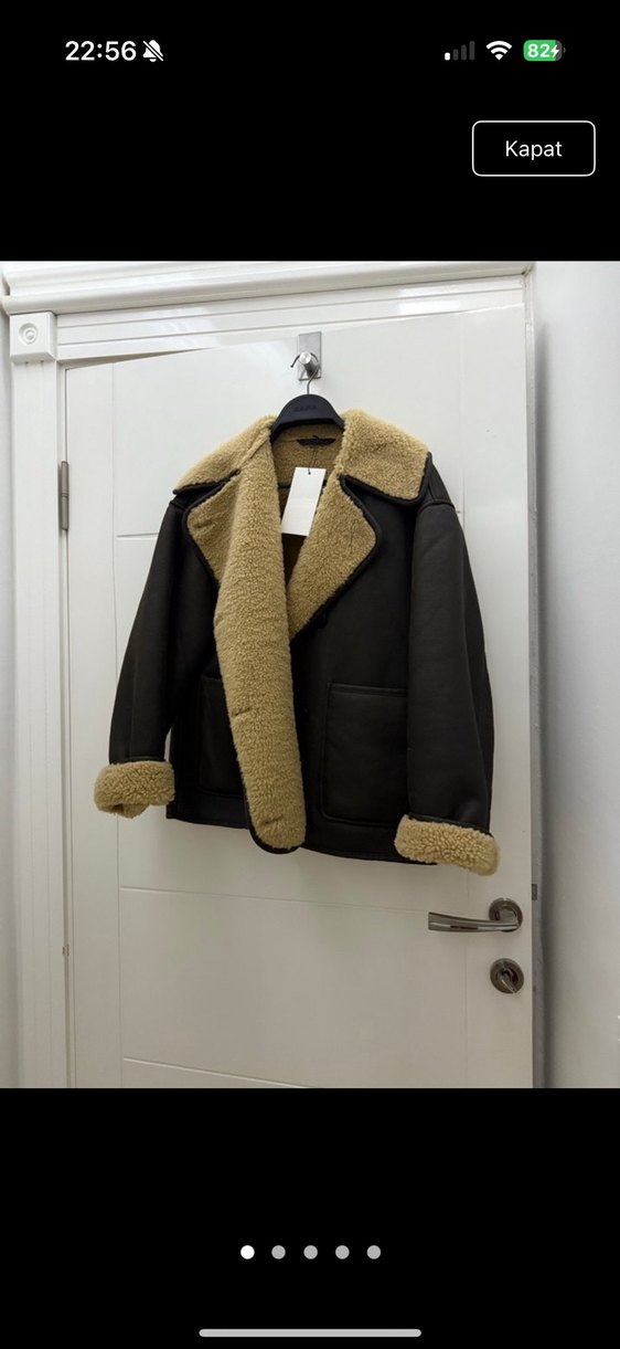 Kahverengi Kürklü Deri Kadın Ceket - Görsel 3