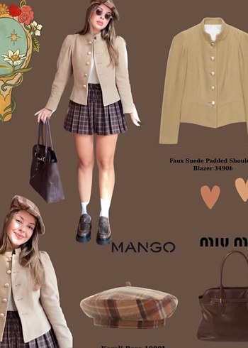 Bej Süet Düğmeli Kadın Ceket - Görsel 4